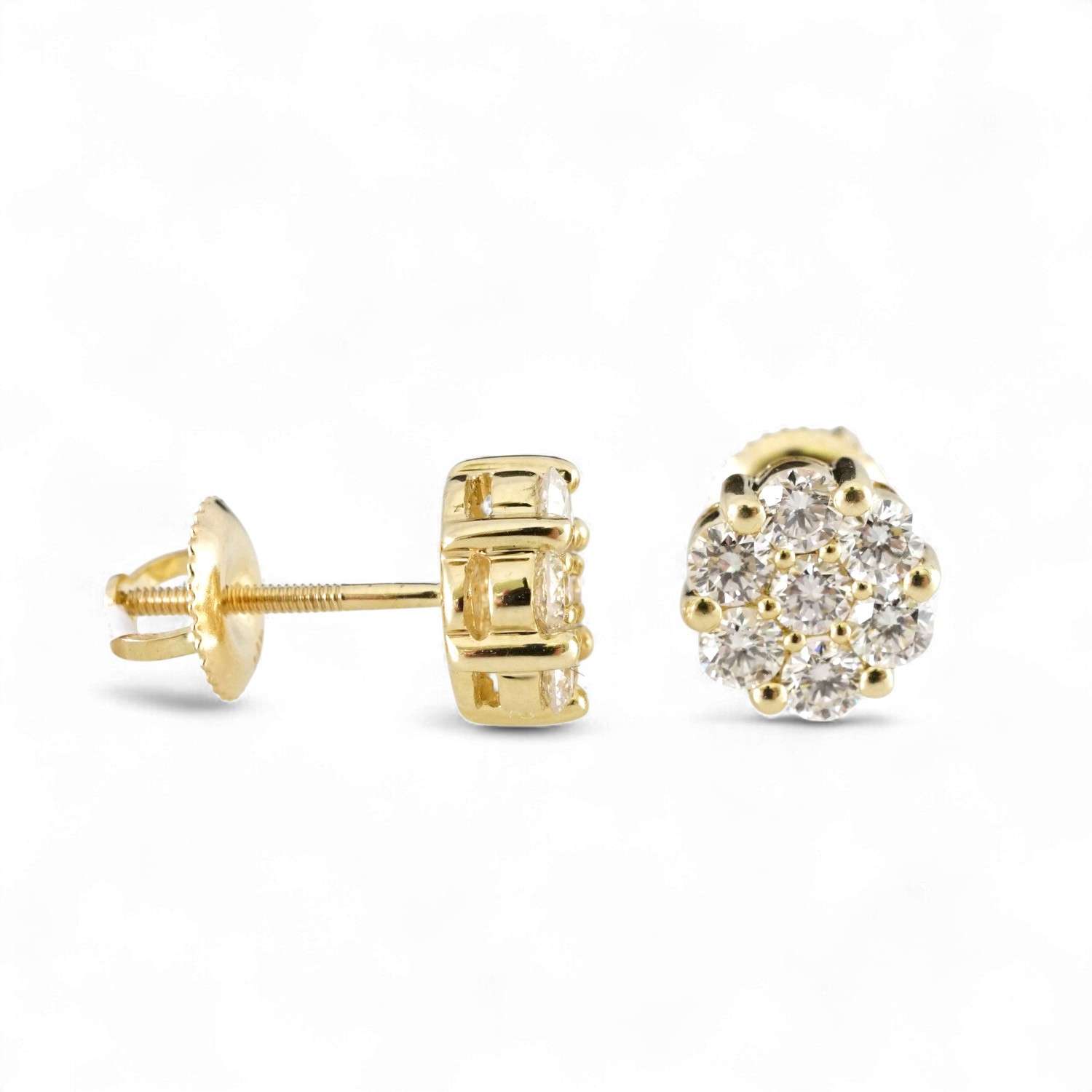 14k Yellow Gold Diamond Round-Cut Diamond Studs image 2