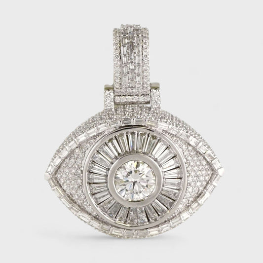 14k White Gold Diamond Eye Pendant image 0
