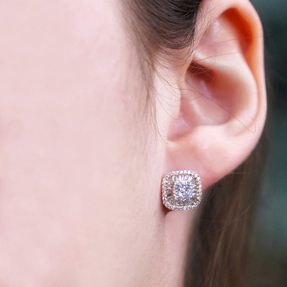 14k Yellow Gold Diamond Stud Earrings image 3