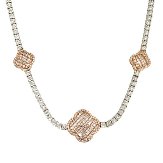 10k White and Rose Gold Flower Tennis Chain image 1