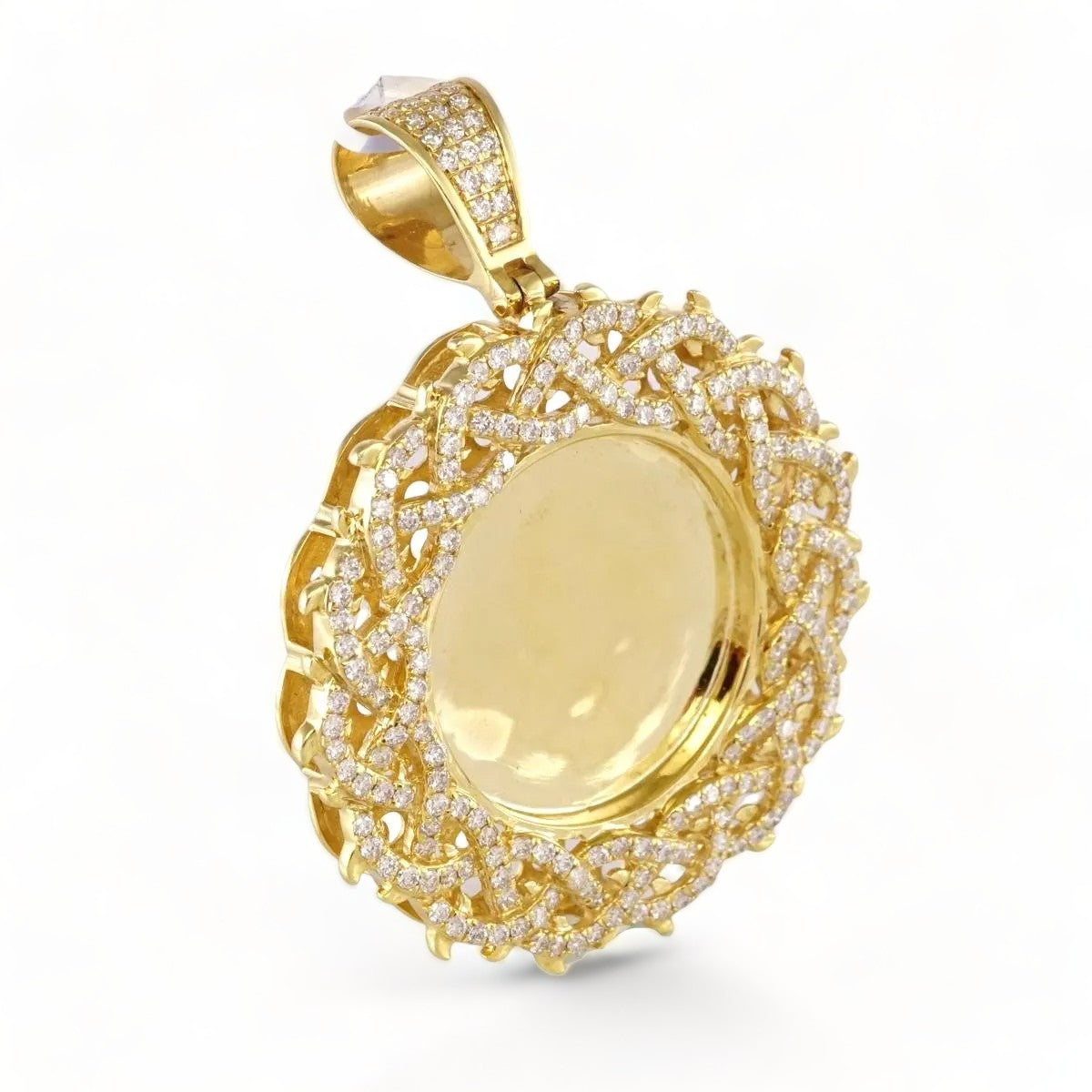 14k Gold Diamond Photo Frame Pendant image 0