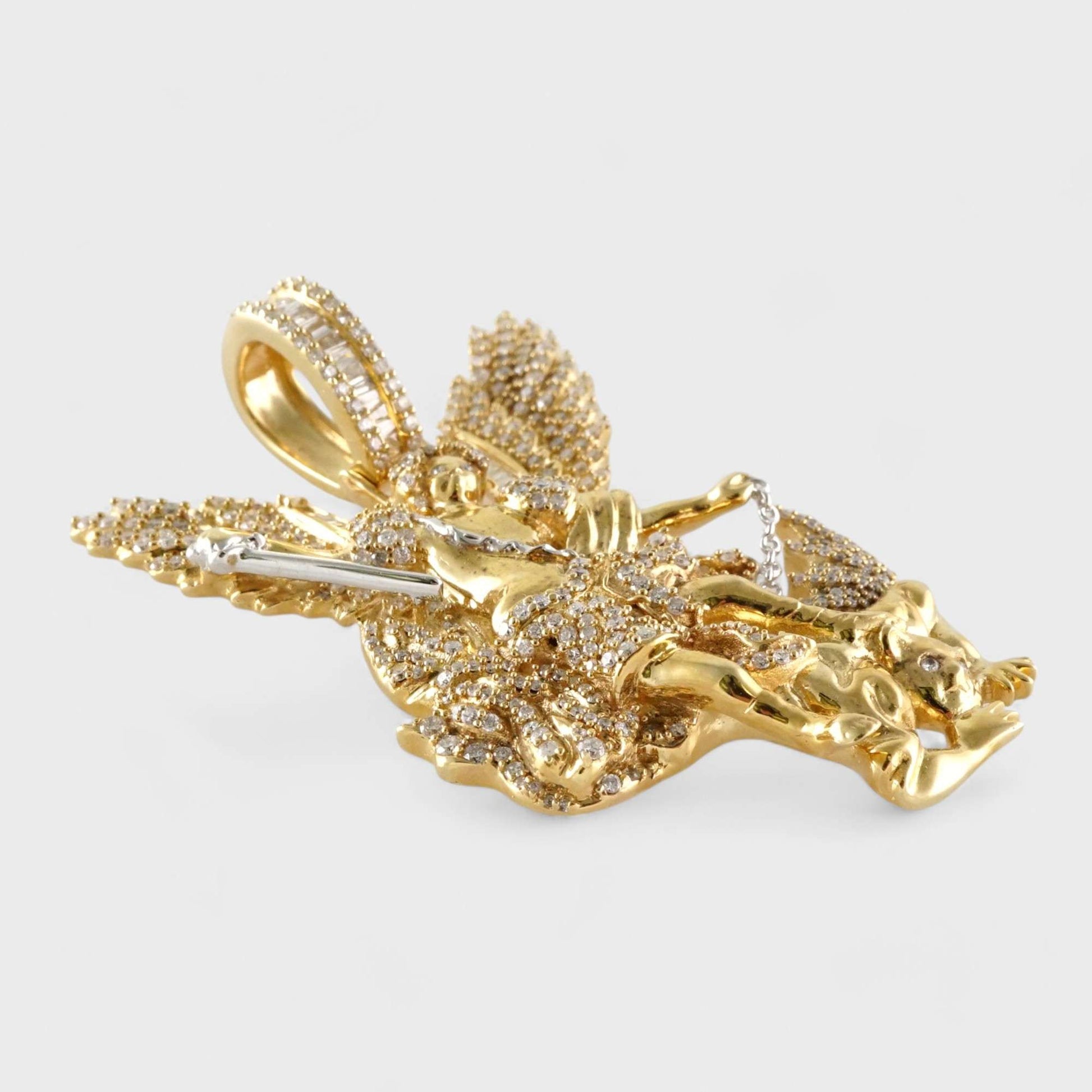 14k Yellow Gold Diamond Archangel Pendant image 2