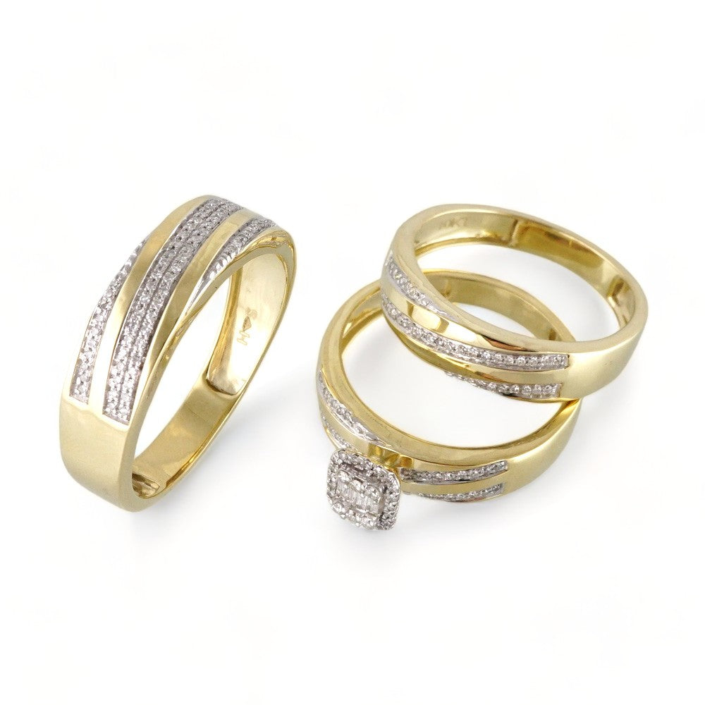 10k Yellow Gold Engagement Trio Ring Set image 0
