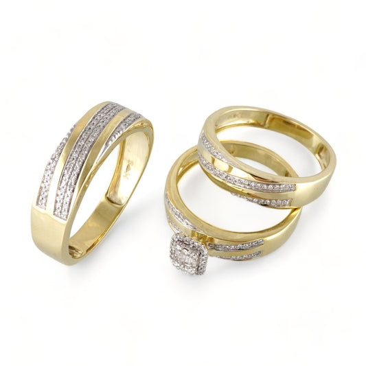 10k Yellow Gold Engagement Trio Ring Set image 0