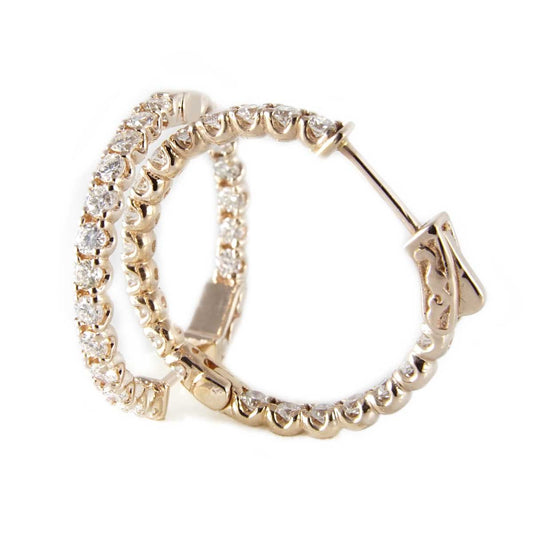 14k Diamond Rose Gold Hoops Earring image 0