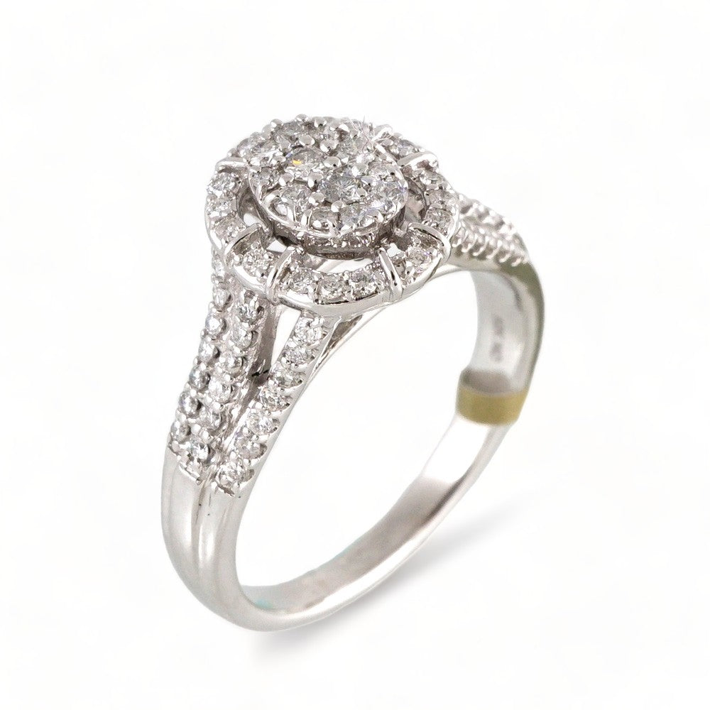 10k White Gold Diamond Round Ring image 0