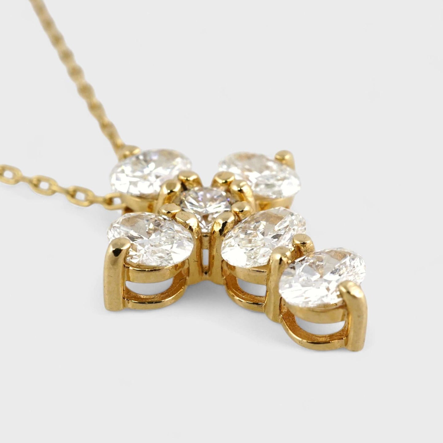 14k Yellow Gold LAB Grown Diamond Cross Chain image 2