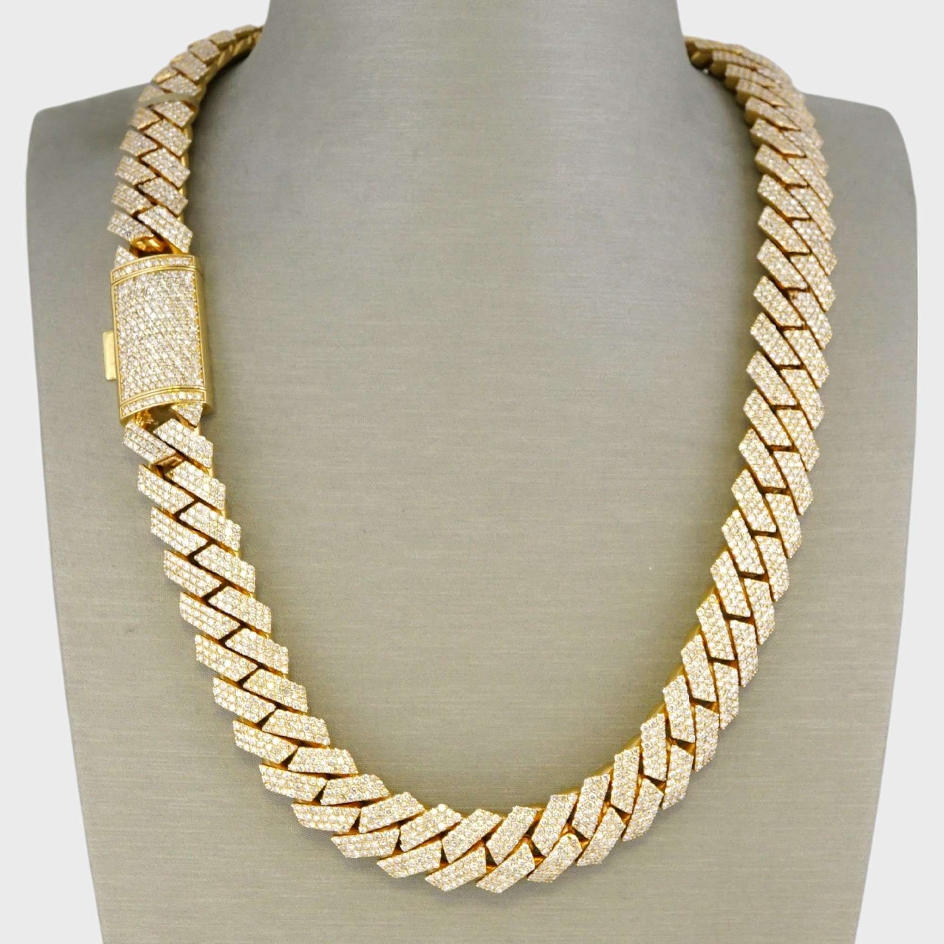 14k Yellow Gold Full Diamond Prong Setting Chain image 0