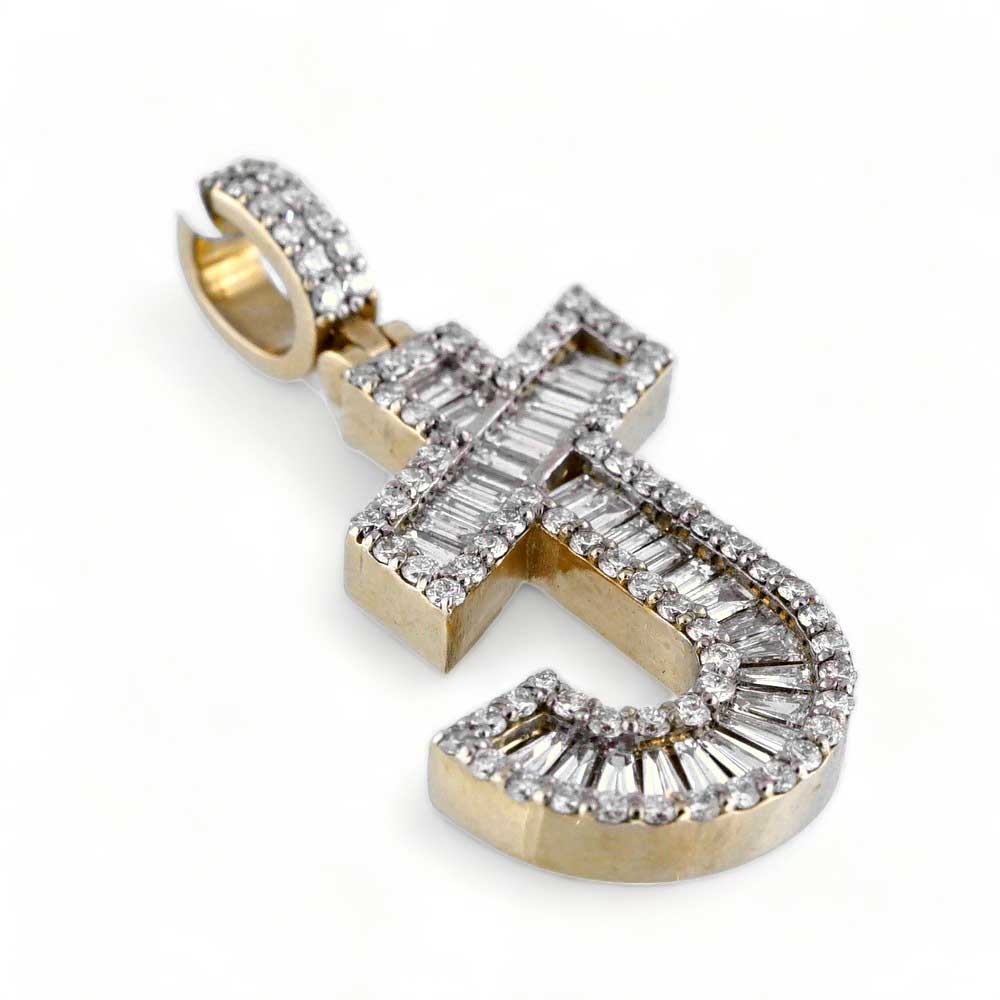 14k Gold Diamond J Initial Pendant image 2