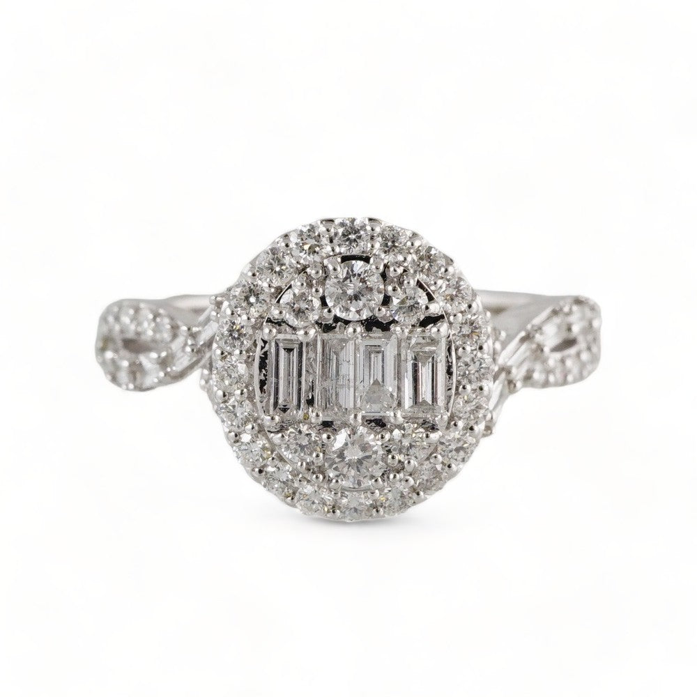 14k White Gold Diamond Round Ring image 1