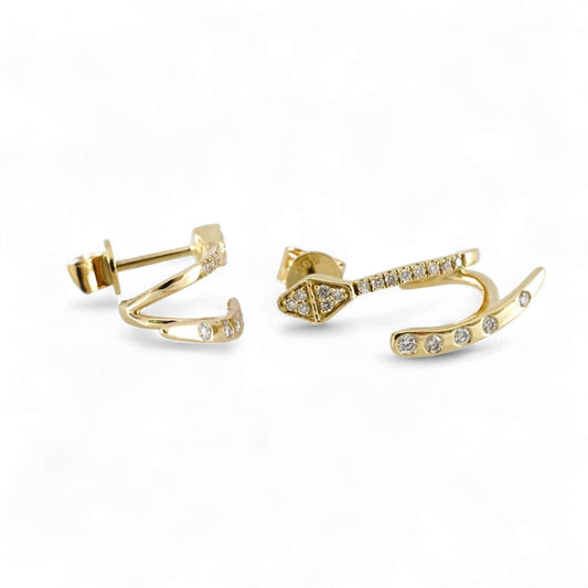 14k Yellow Gold Diamond Design Earring image 1