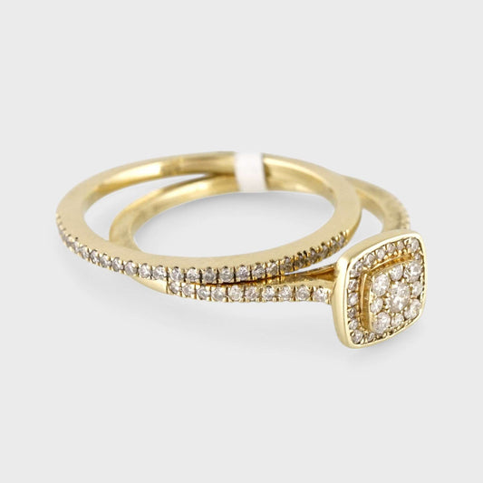 14k Yellow Gold Diamond Square Engagement Ring image 1