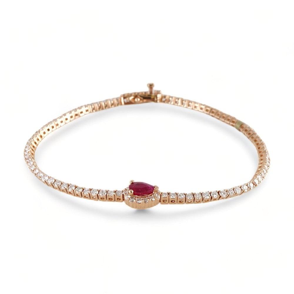 14k Rose Gold Diamond Red Almond Bracelet image 0