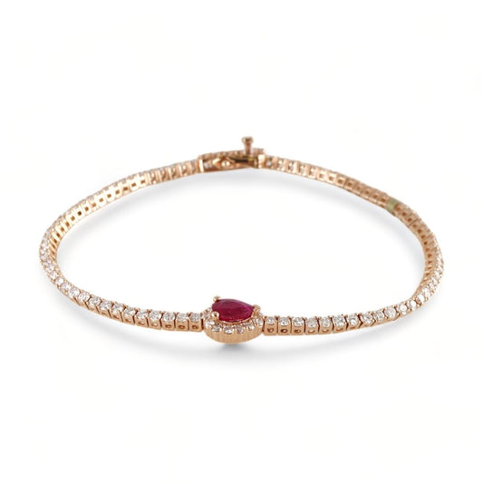 14k Rose Gold Diamond Red Almond Bracelet image 0