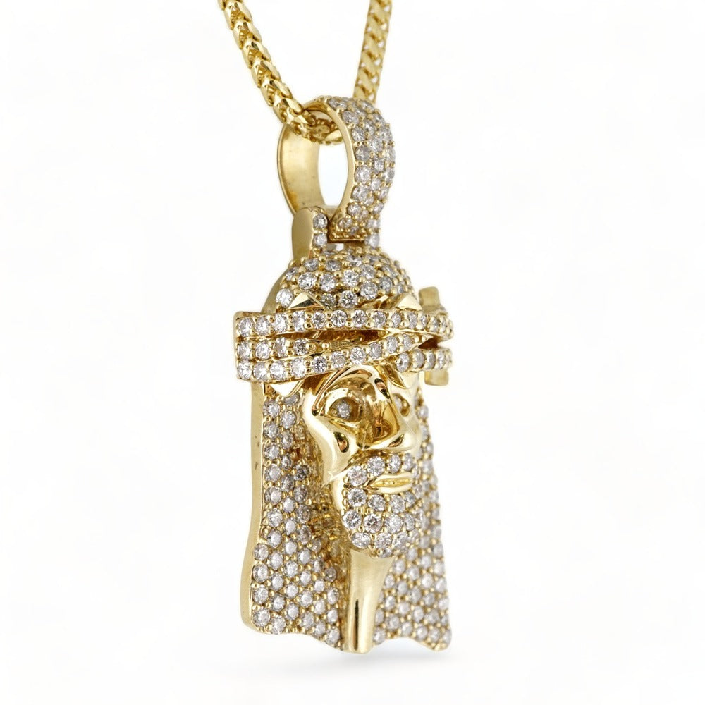 14k Gold Diamond Jesus Face Pendant image 0