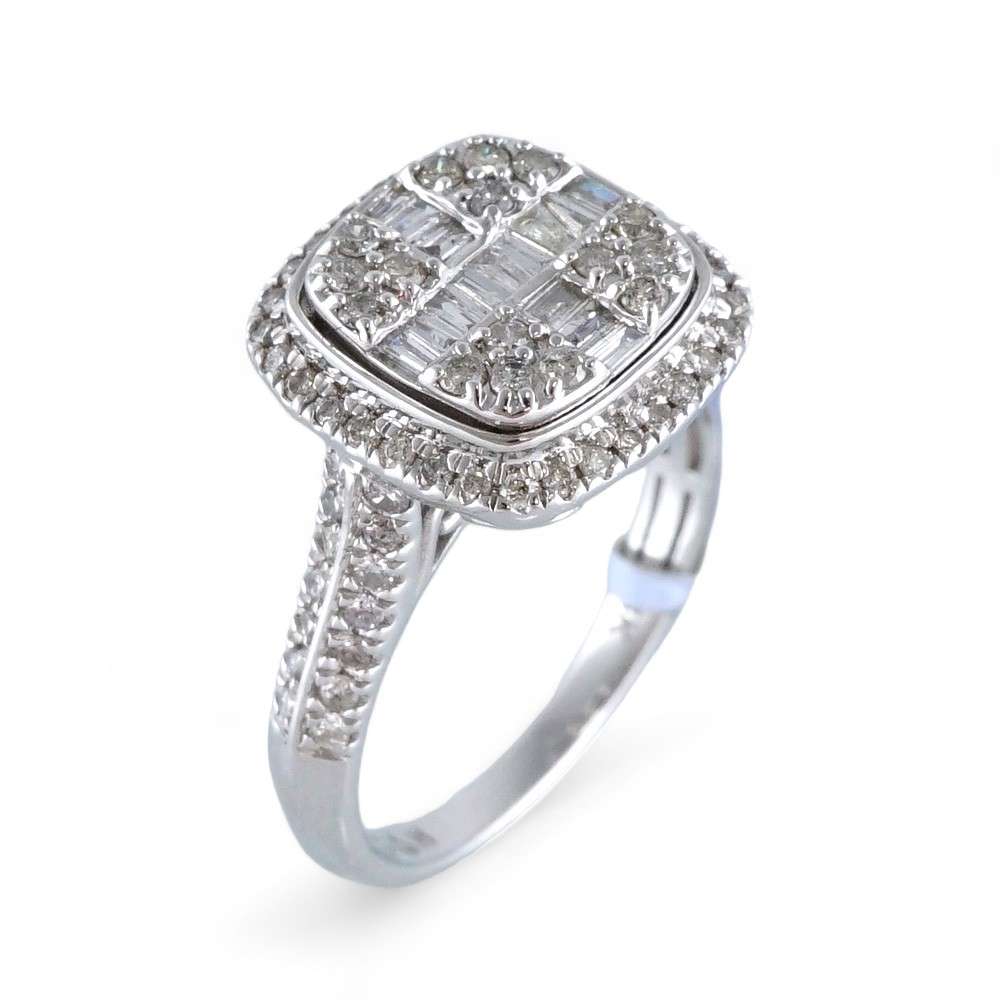 14k White Gold Diamond Square Ring image 0
