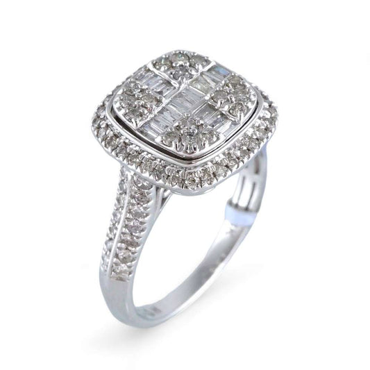 14k White Gold Diamond Square Ring image 0
