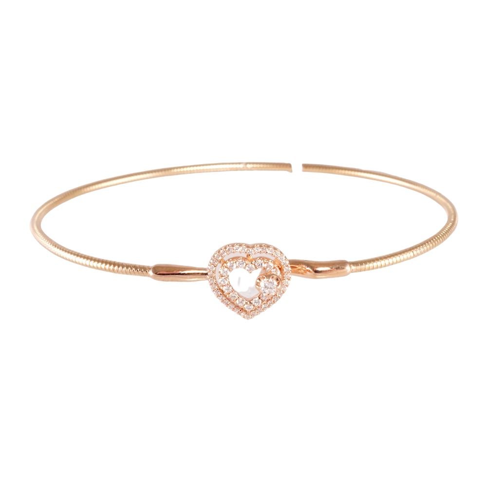 14k White Gold Diamond Heart Bangle image 1
