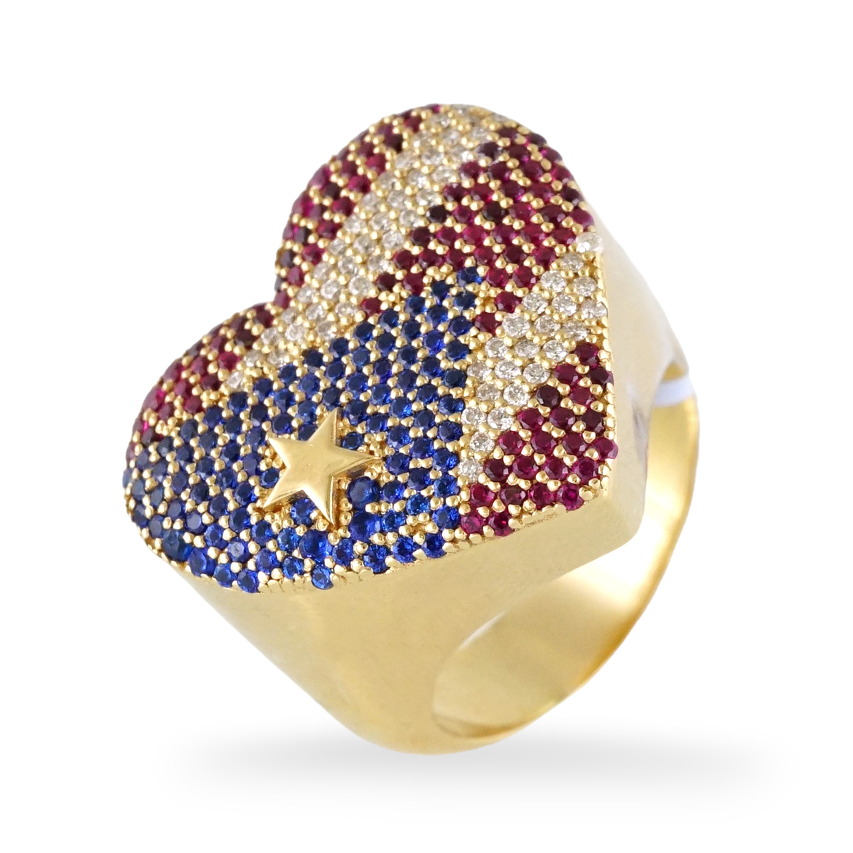 18k Yellow Gold Puerto Rico Flag Ring image 0