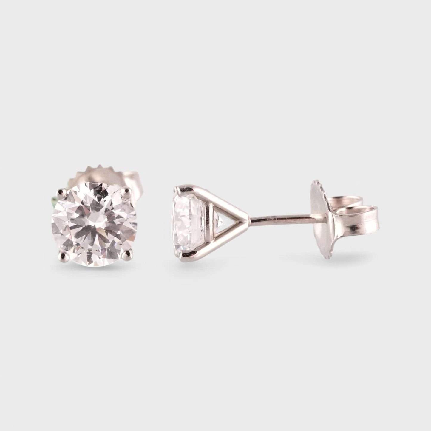 14K White Gold LAB Grown Diamond Earring Studs image 2