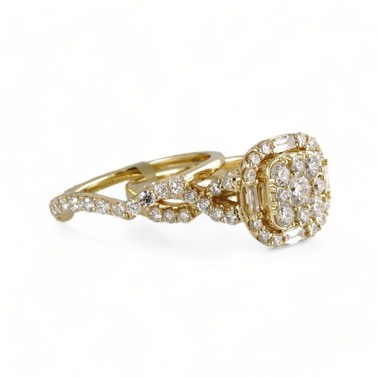 14k Yellow Gold Diamond Square Ring image 1