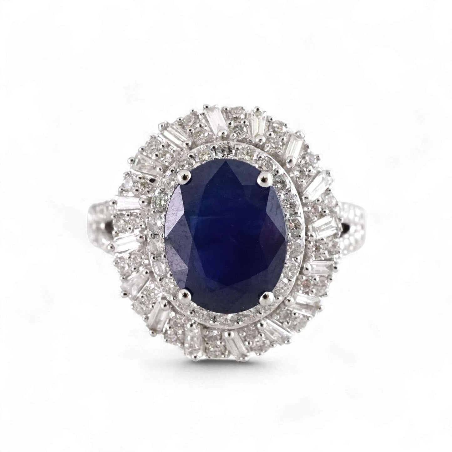 14k White Gold Sapphire Stone Ring image 1