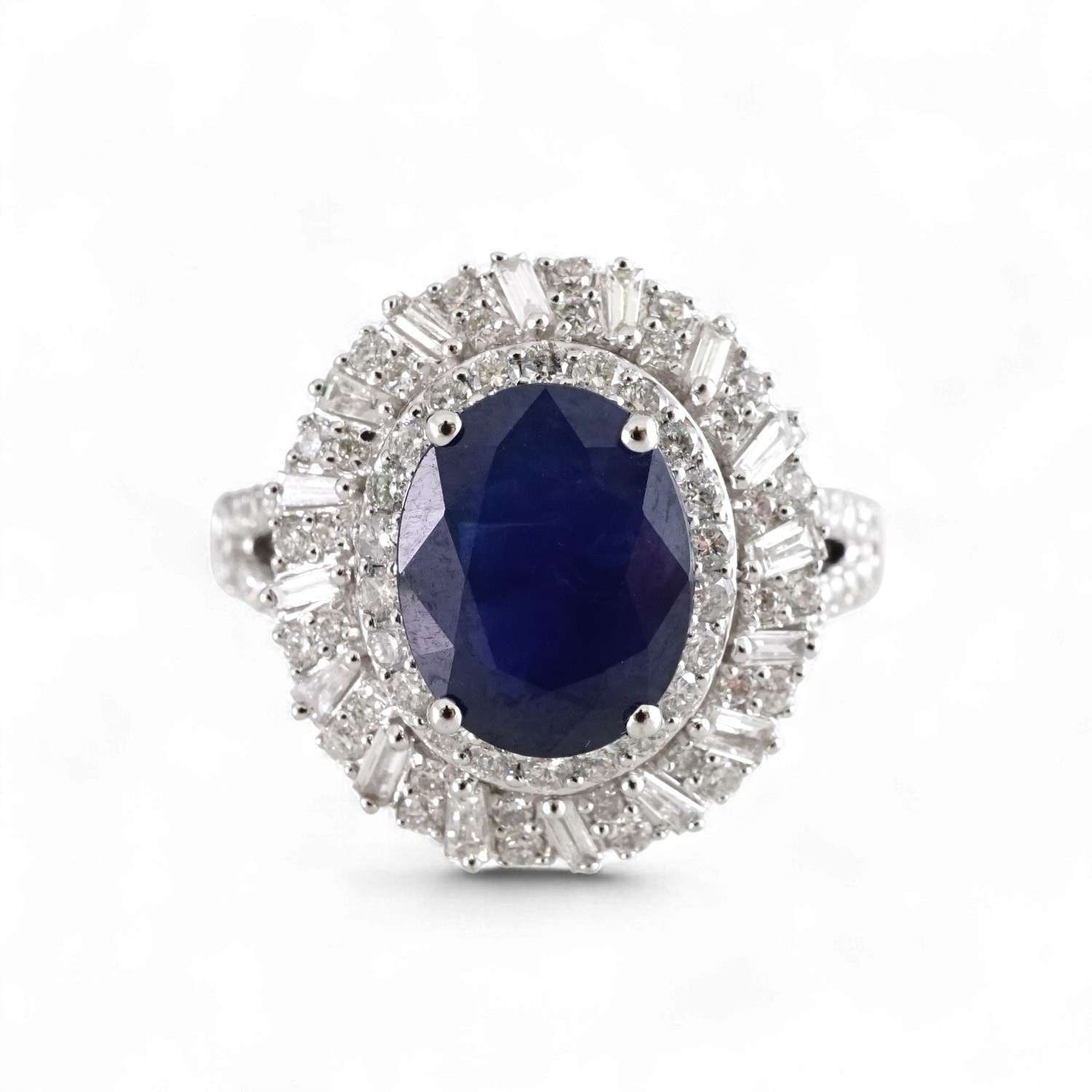 14k White Gold Sapphire Stone Ring image 1
