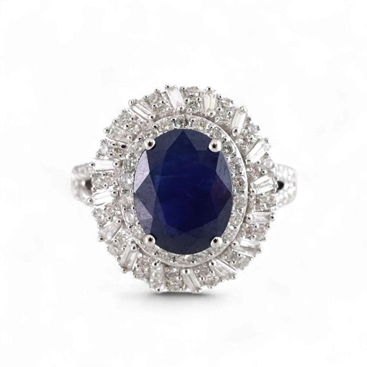 14k White Gold Sapphire Stone Ring image 1