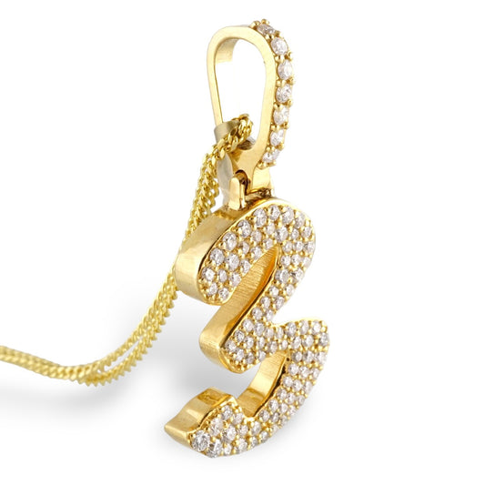 14k Gold Diamond Number 3 Pendant image 1