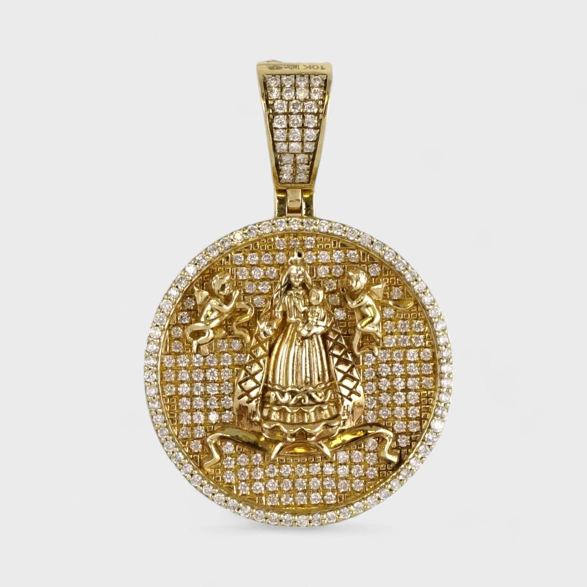 10k Yellow Gold Diamond Caridad del Cobre Virgin Pendant image 0