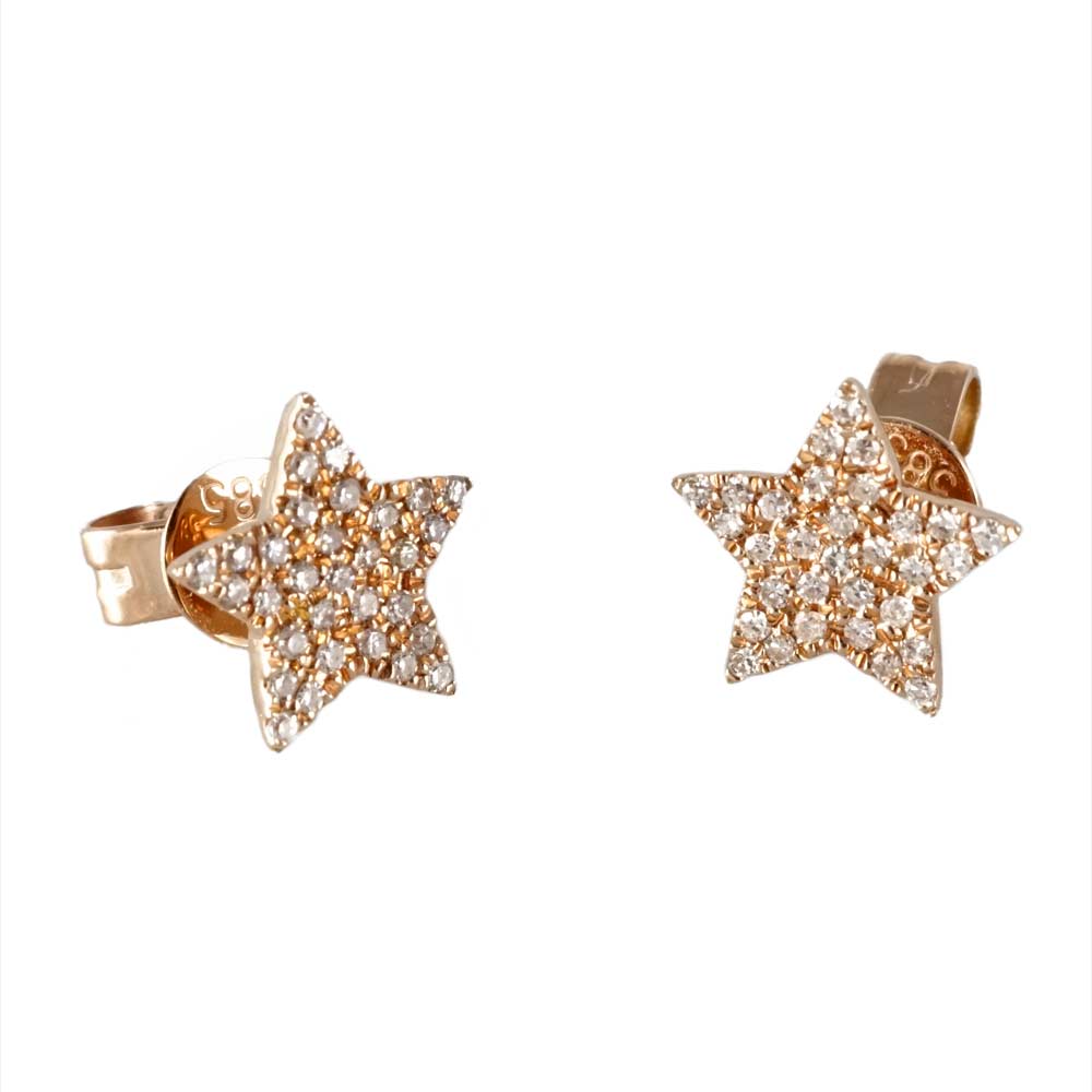 14k Gold Diamond Stars Earrings image 0