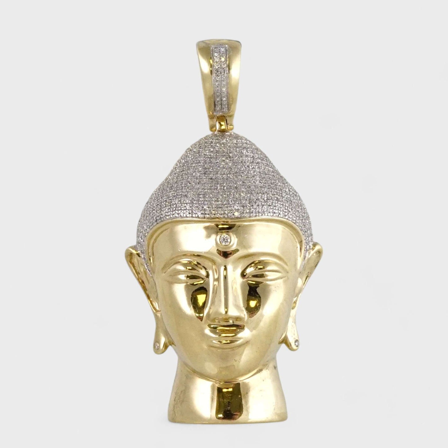 10k Yellow Gold Diamond Buddha Head Pendant image 0