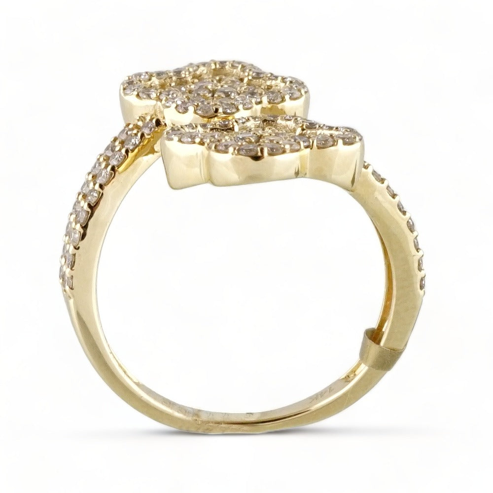 14k Yellow Gold Diamond Flower Ring image 1