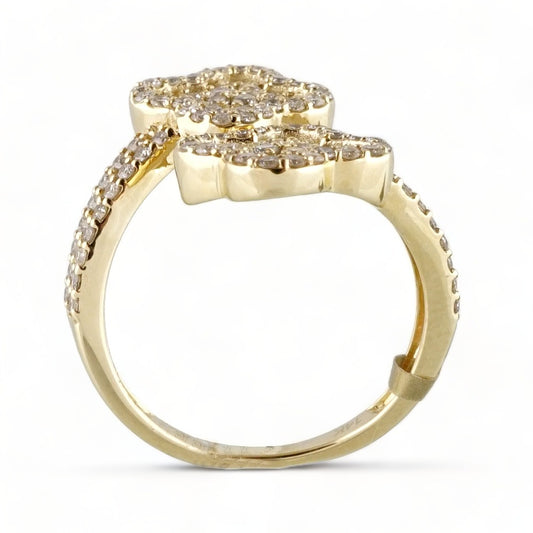 14k Yellow Gold Diamond Flower Ring image 1