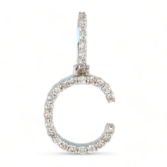 10K White Gold Diamond "C" Initial Pendant image 1