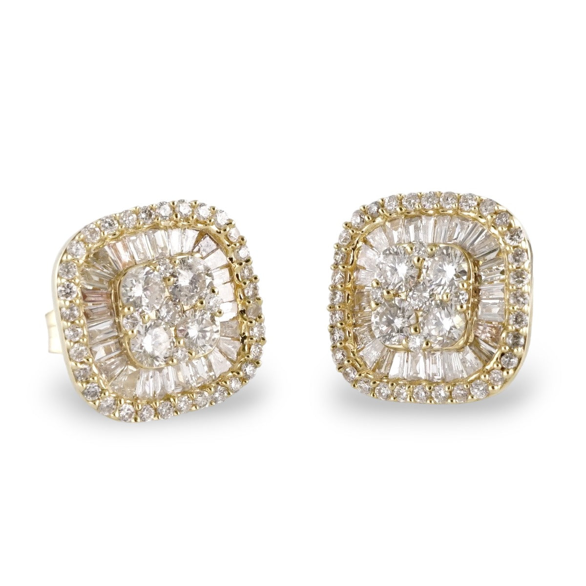 14k Gold Diamond Square Stud Earrings image 0