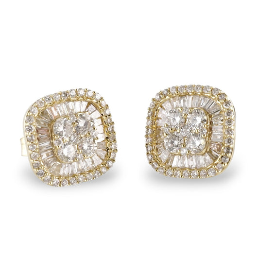 14k Gold Diamond Square Stud Earrings image 0