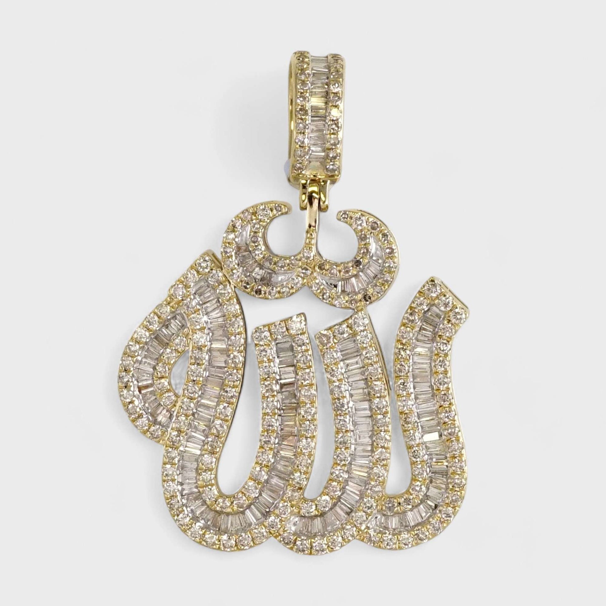 14k Yellow Gold Diamond Allah Pendant image 0
