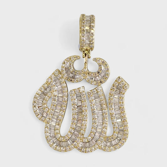 14k Yellow Gold Diamond Allah Pendant image 0