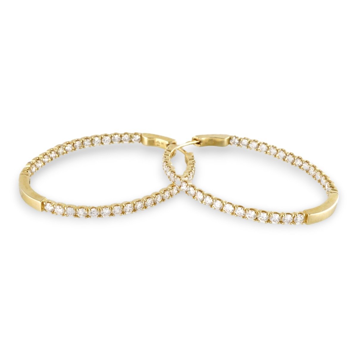 14k Diamond Gold Hoops for Women image 1