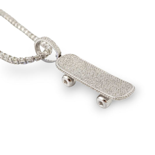 14k White Gold Diamond Tennis Skateboard (Pendant Only) image 0