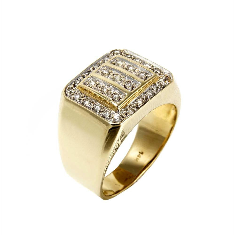 14k Yellow Gold Diamond Panels Ring image 0
