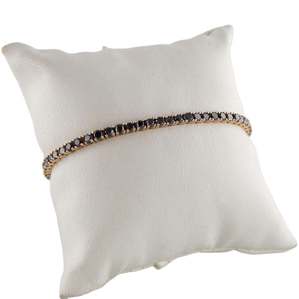 14k Rose Gold Black Diamonds Tennis Bracelet image 2