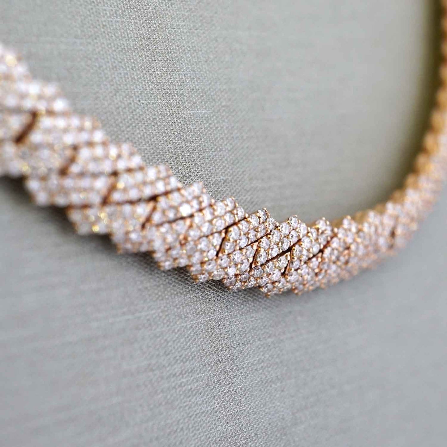 10k Yellow Gold Full Diamond Prong Setting Chain image 2