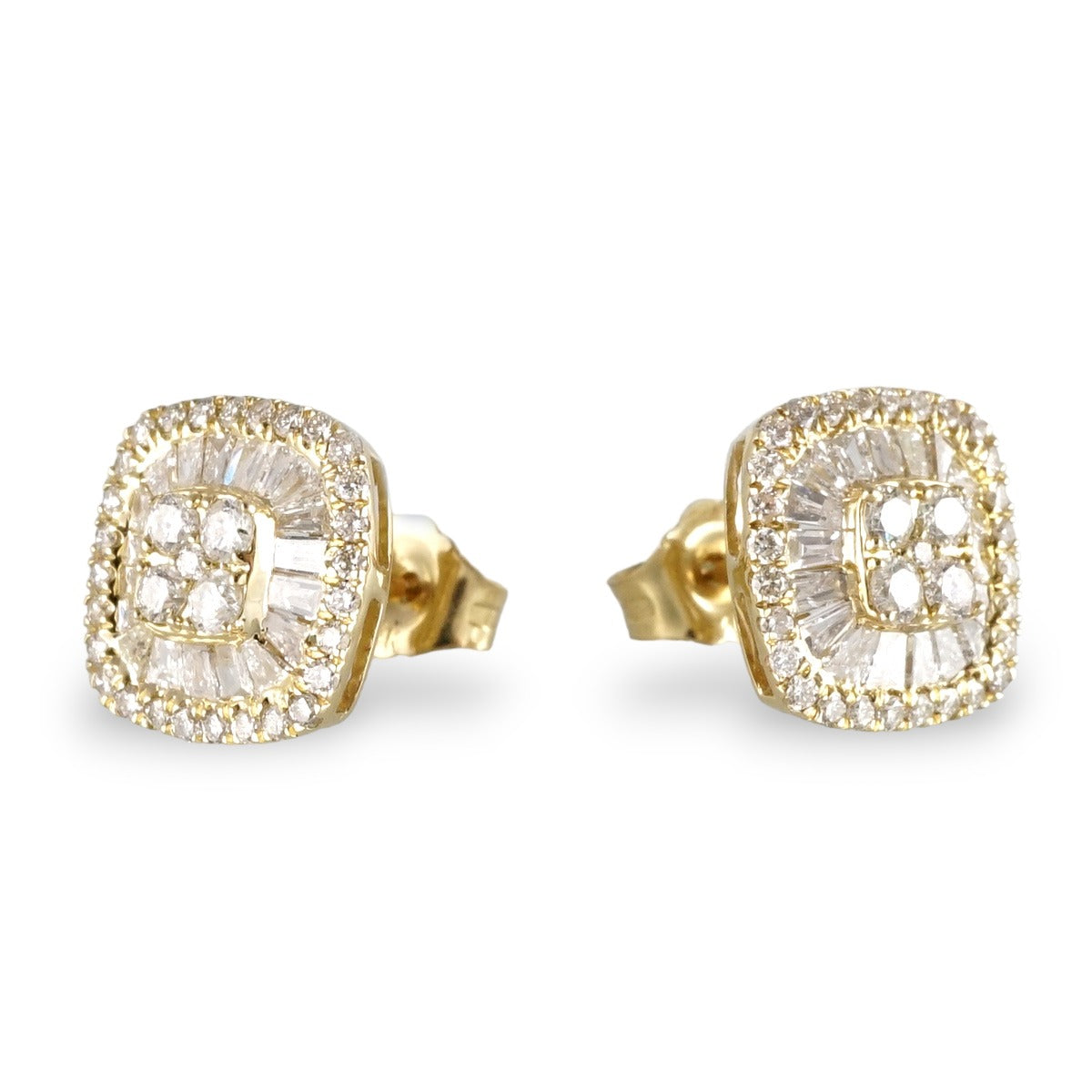 14k Yellow Gold Diamond Stud Earrings image 2