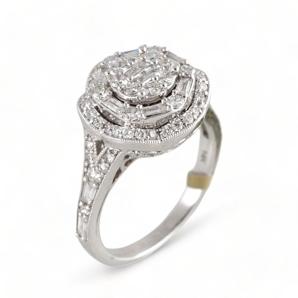 14k White Gold Diamond Round Ring image 0