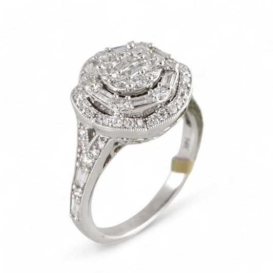 14k White Gold Diamond Round Ring image 0