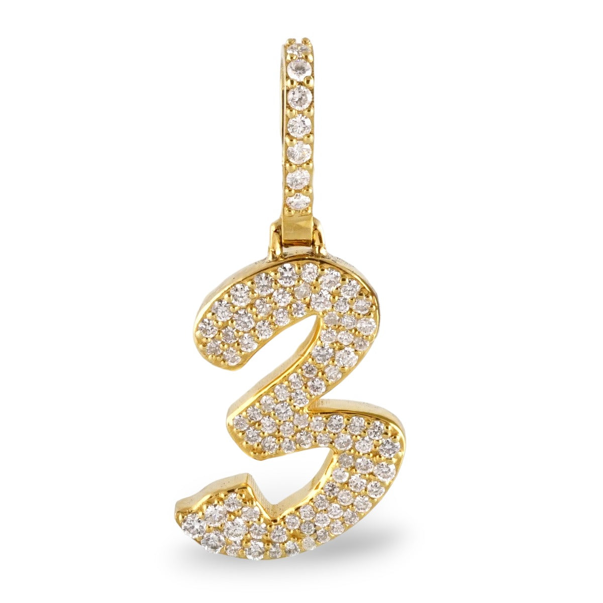 14k Gold Diamond Number 3 Pendant image 0