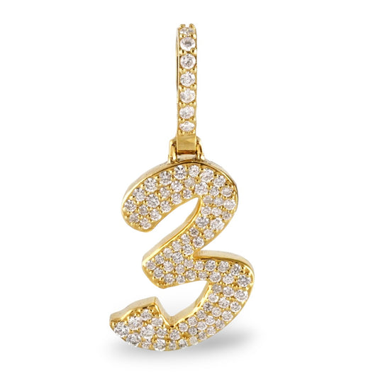 14k Gold Diamond Number 3 Pendant image 0