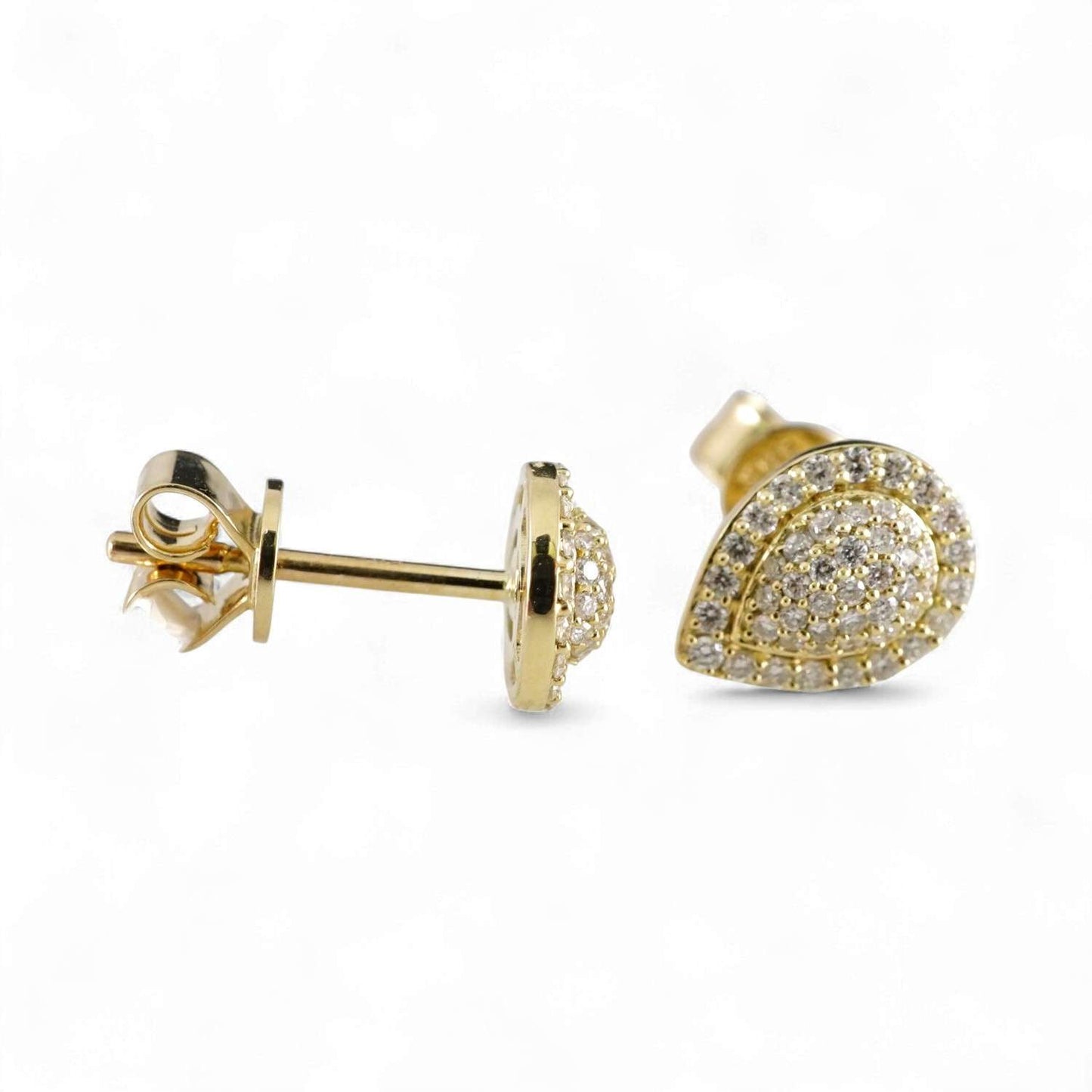 14k Yellow Gold Diamond Almond Stud Earrings image 2